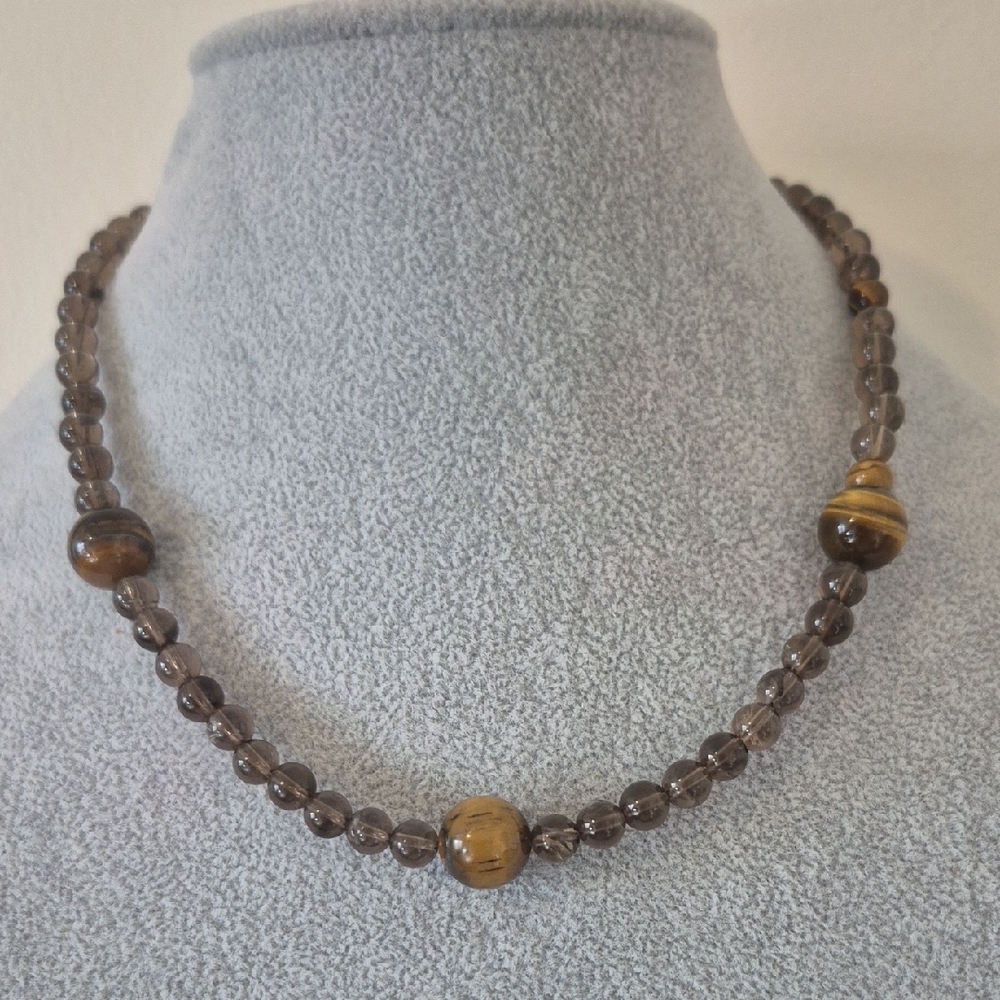 Choker & Braclet Smokey Topaz & Tigers Eye NATURAL